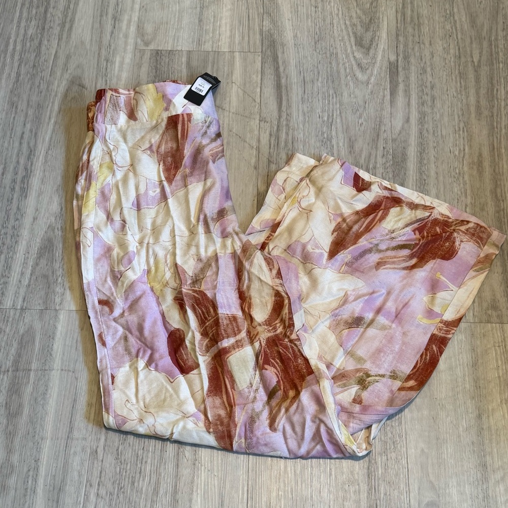 Floral Women's Pants - Pink and Brown